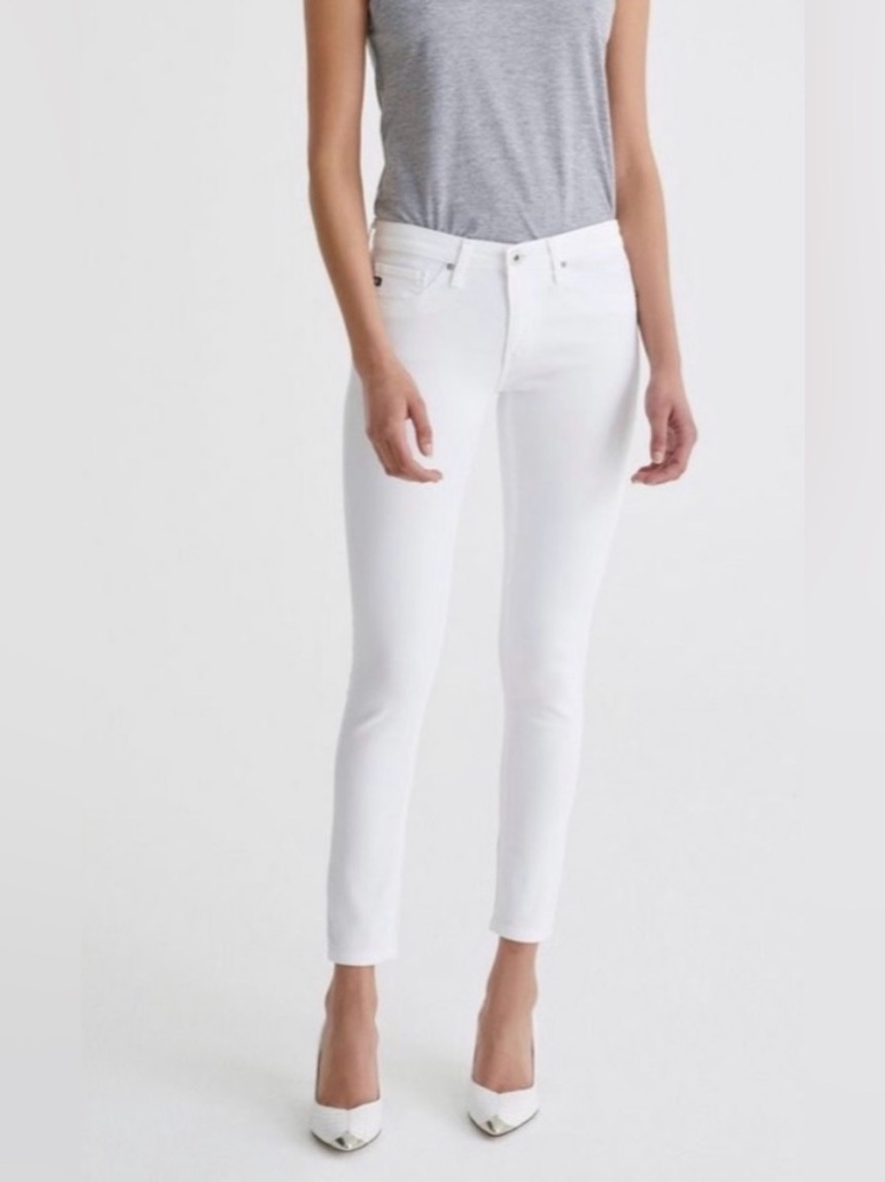 AG Adriano Goldschmied The Legging Ankle Super Skinny White Size 27R